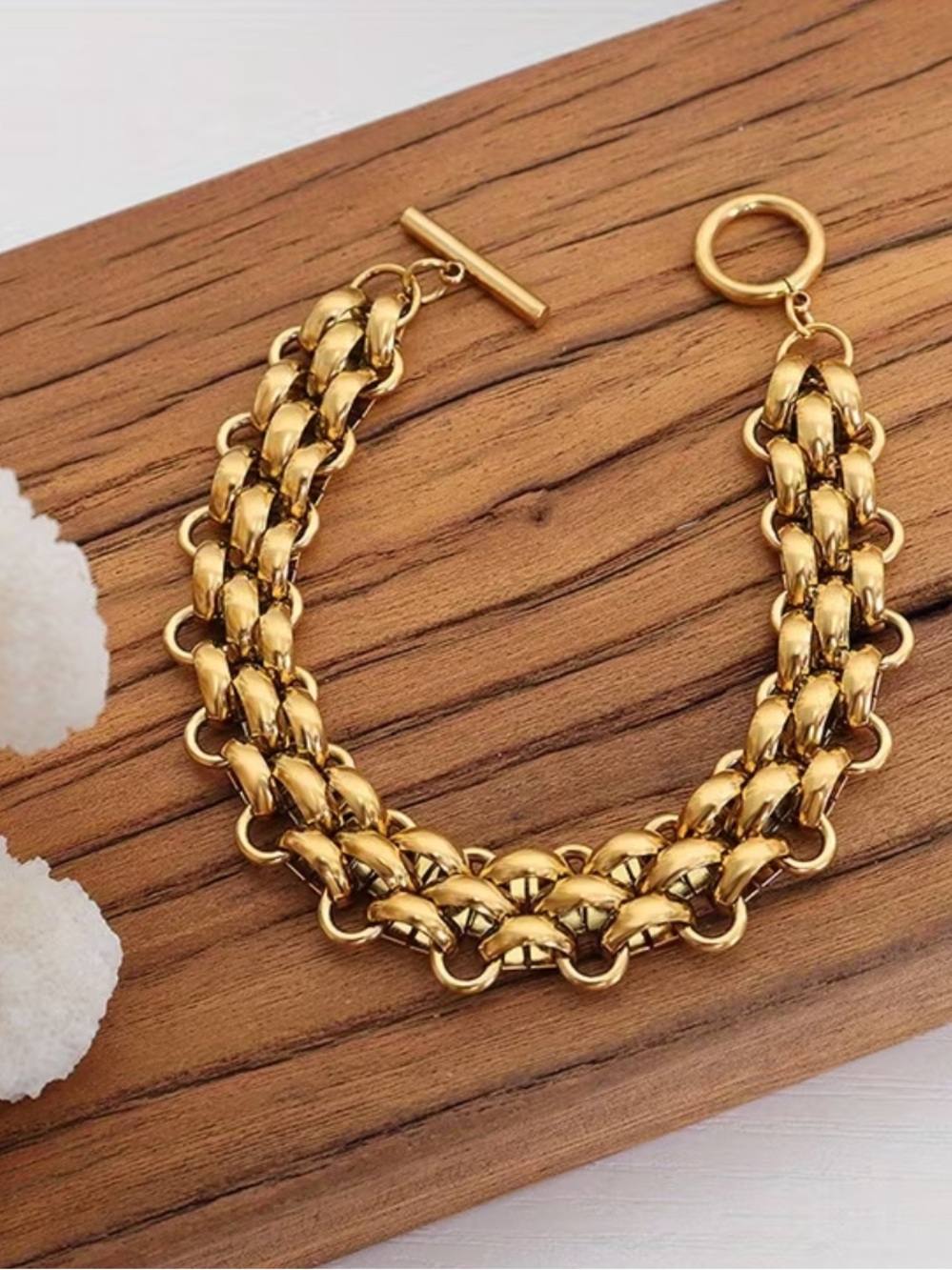 Gold Chain Link Toggle Bracelet - Women Jewelry